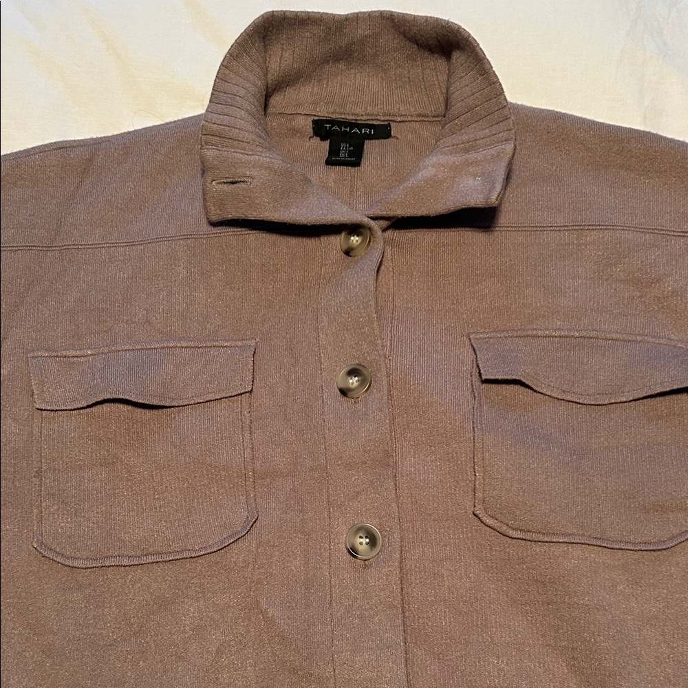 Tahari Taupe Button-Up Shirt